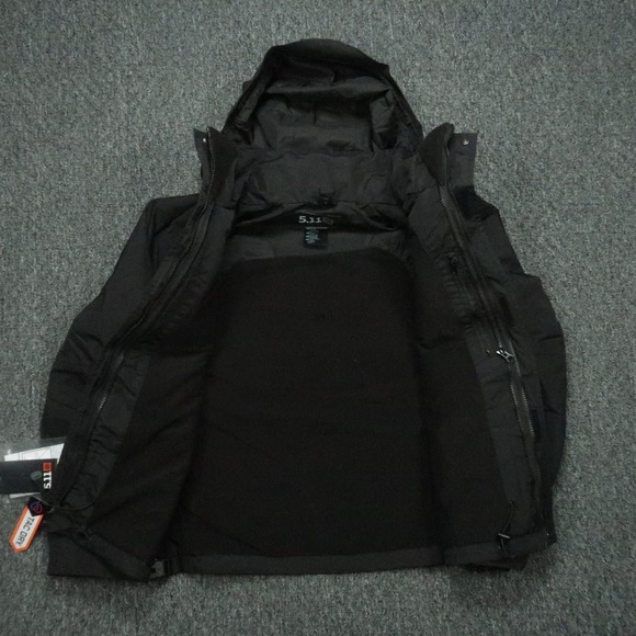 5 11 Tactical Jacket Men Small Black Valiant Duty Hooded Waterproof SHELL NWT - Picture 6 of 13